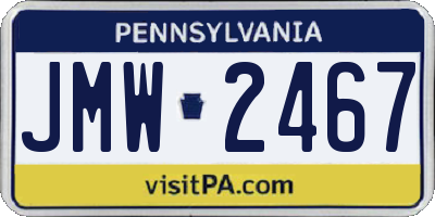 PA license plate JMW2467