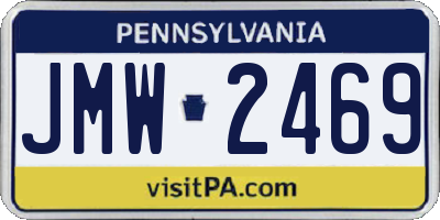 PA license plate JMW2469