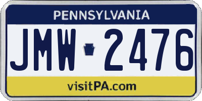PA license plate JMW2476