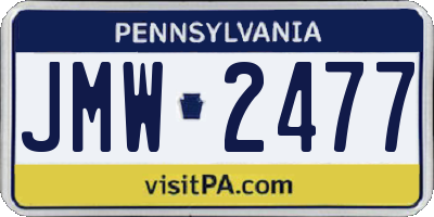 PA license plate JMW2477