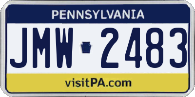 PA license plate JMW2483