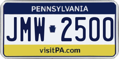 PA license plate JMW2500