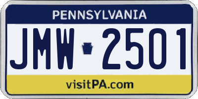 PA license plate JMW2501