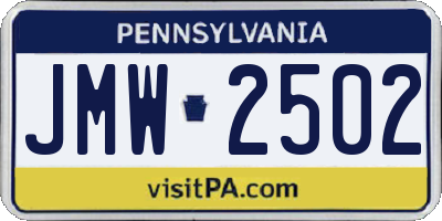 PA license plate JMW2502