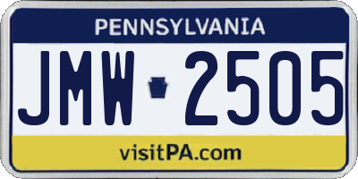 PA license plate JMW2505