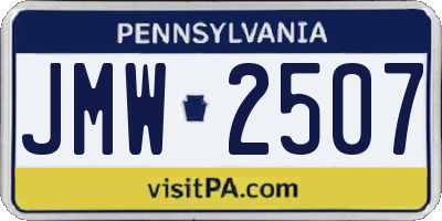 PA license plate JMW2507