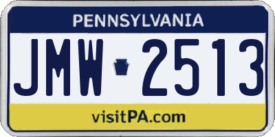 PA license plate JMW2513