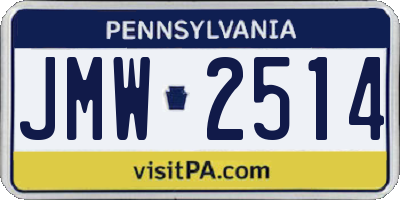 PA license plate JMW2514