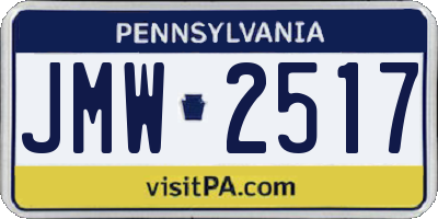 PA license plate JMW2517