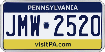 PA license plate JMW2520