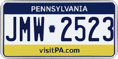 PA license plate JMW2523