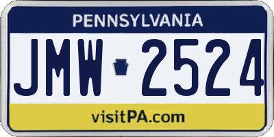 PA license plate JMW2524