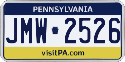PA license plate JMW2526