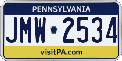 PA license plate JMW2534