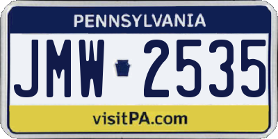 PA license plate JMW2535