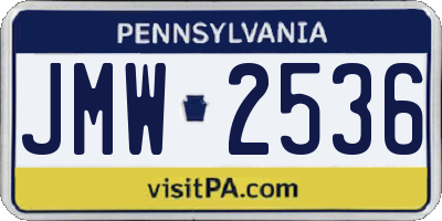 PA license plate JMW2536