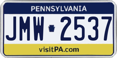 PA license plate JMW2537