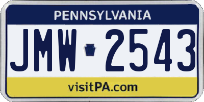 PA license plate JMW2543