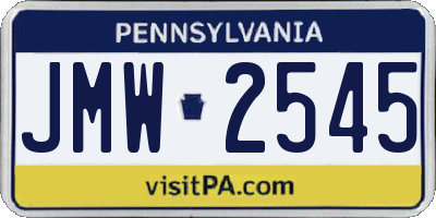 PA license plate JMW2545