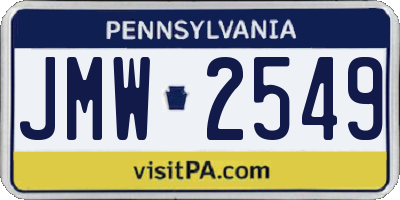 PA license plate JMW2549