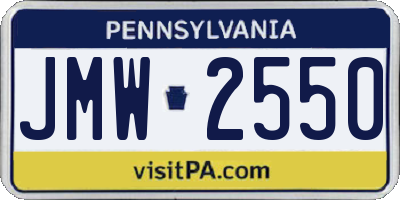 PA license plate JMW2550