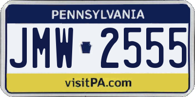 PA license plate JMW2555