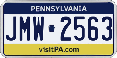 PA license plate JMW2563