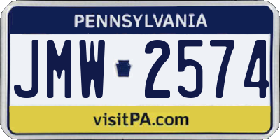 PA license plate JMW2574