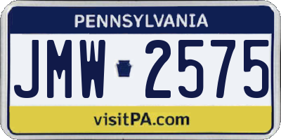 PA license plate JMW2575