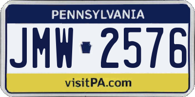PA license plate JMW2576