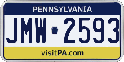 PA license plate JMW2593