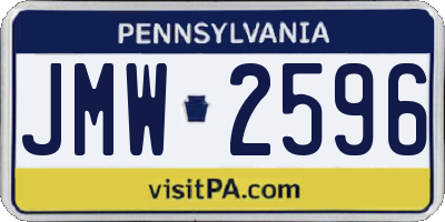 PA license plate JMW2596