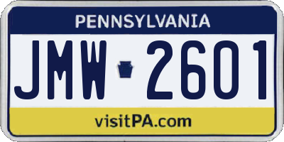 PA license plate JMW2601