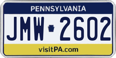 PA license plate JMW2602