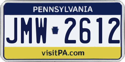 PA license plate JMW2612