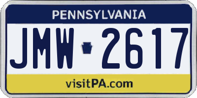 PA license plate JMW2617