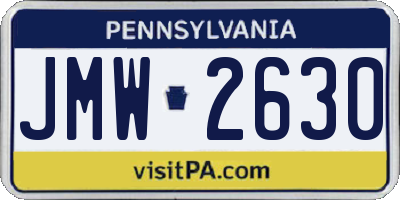 PA license plate JMW2630