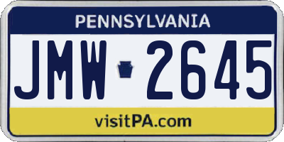 PA license plate JMW2645