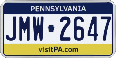 PA license plate JMW2647