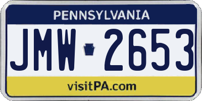 PA license plate JMW2653