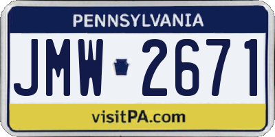 PA license plate JMW2671