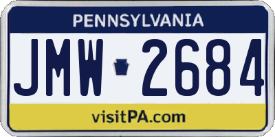 PA license plate JMW2684