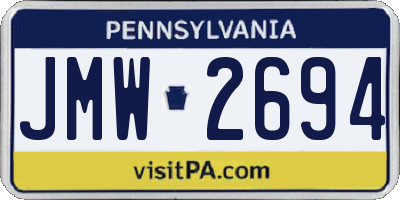 PA license plate JMW2694