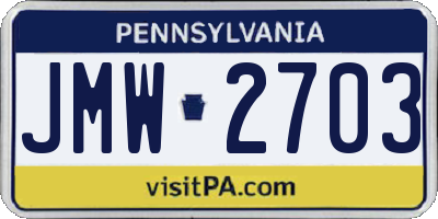PA license plate JMW2703