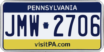 PA license plate JMW2706