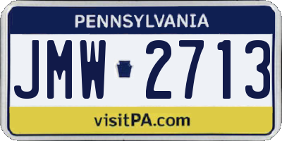 PA license plate JMW2713