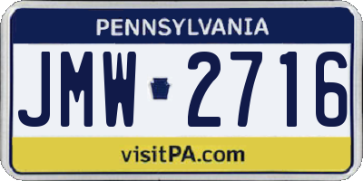 PA license plate JMW2716