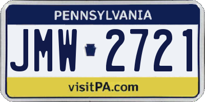 PA license plate JMW2721