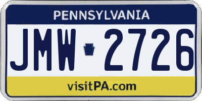 PA license plate JMW2726