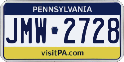 PA license plate JMW2728